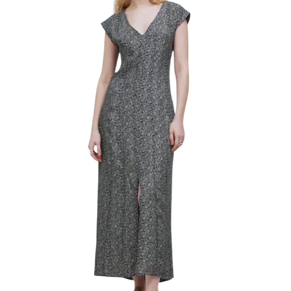 EUC Madewell Cap Sleeve V Neck Midi Dress Floral Cupro Blend Size 4 Retail $128